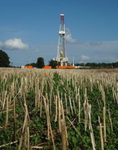 fracking rig in farm field