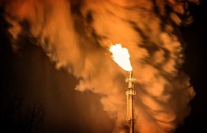 methane flare at oil production site